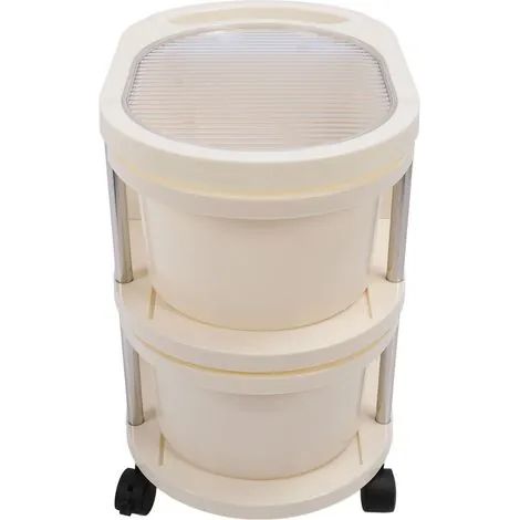 Chariot de rangement utilitaire, meuble de rangement mobile avec tiroir, étagère à plusieurs niveaux pour ranger les collations et les cosmétiques, idéal pour le salon et la salle de bain (blanc). (1/3)