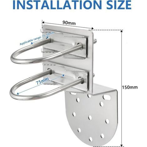Support Mural Antenne Fixation Mât Antenne Antirouille Accessoires Matériels pour Extérieur Maison Support de Poteau d'antenne Kits de Montage (1/3)
