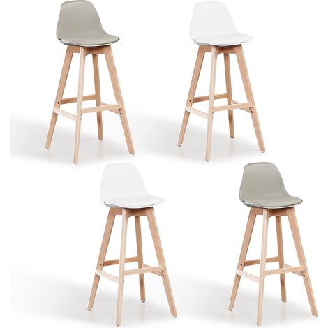Lot de 4 tabourets de bar Mix Color Blanc x2, Gris x2 - Eski (1/5)