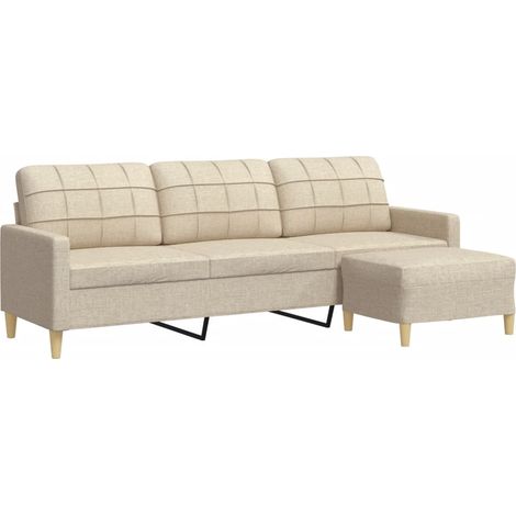 Canapé à 3 places,Sofa pour Salon,Banquette avec repose-pieds Crème 210 cm Tissu CFW510359 (1/5)