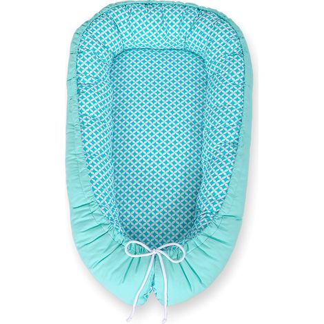 Cocon bébé, double face, parc, emmaillotage, Premium BOBONO - mini-rosace, menthe (1/4)