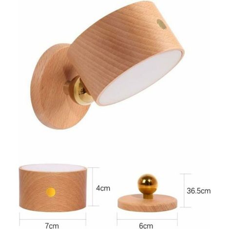Applique murale - - LED rechargeable USB - Bois massif - 1500mAh - Intérieur (1/5)