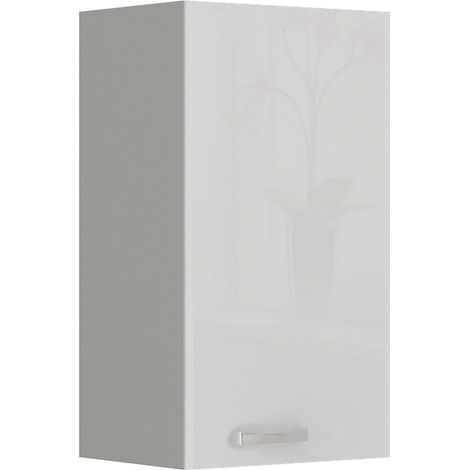 Küche Hängeschrank 45 Bianca Weiß Hochglanz + Grau Küchenzeile Küchenblock (1/5)
