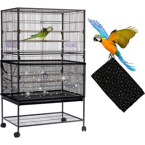 Cage à oiseaux réglable, collecteur de graines extra large pour cage à oiseaux, doublure de chaussure traînante pour perroquet, filet pour petits animaux, jupe de protection pour cages rondes et carré (1/5)