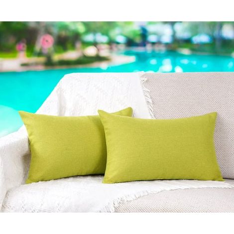 Outdoor Waterproof Throw Pillow Covers Garden Cushion Case for Patio Couch Sofa Polyester Home Decoration Pack of 2, 12 X 20 Inches Olive Green (1/5)