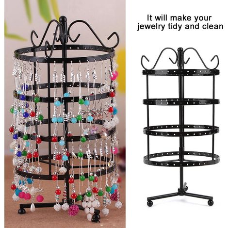 Présentoir à boucles d'oreilles tournant 144 emplacements, support organisateur bijoux noir (1/5)