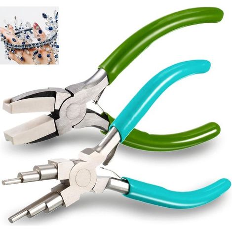Lot de 2 pinces à bijoux 6 en 1 – Outils de fabrication de bijoux pour pliage de fil, perlage, façonnage et création DIY (1/5)