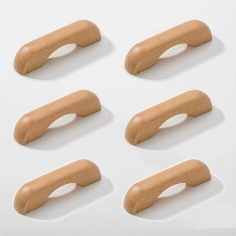 6 Pièces Poignées de Meuble Cuisine poignées de tiroir en Bois avec vis Poignées en Arc pour placards pour Meubles de Cuisine et Tiroirs et Poignée de Meuble 64mm (1/5)