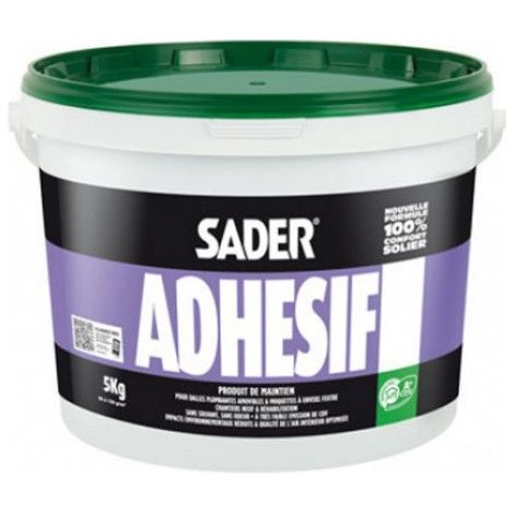 Colle parquet 5kg – Produit de maintien sans solvant – Pour dalles plombantes amovibles textiles et LVT – Application au rouleau – Sader (1/3)