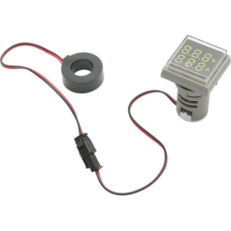 Indicatore digitale amperometro e voltmetro LED bianco 0-100A/50-500V AC Ø 22mm Breckner Germany (1/4)