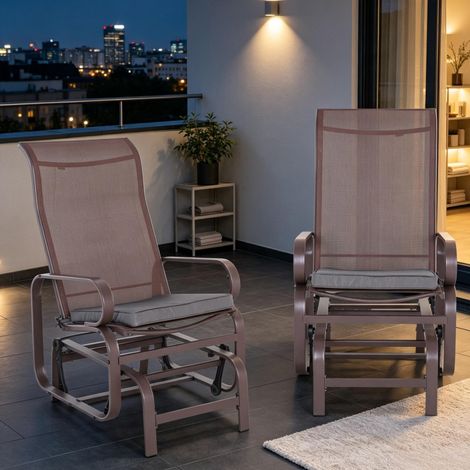 Juego de 2 cojines para silla de jardín 45x45x5 cm poliéster gris oscuro con lazos - CHICFURN (1/5)