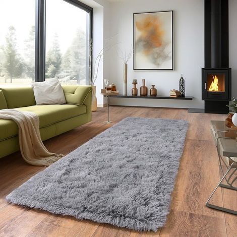 Tapis Shaggy Ultra Doux 120x80 cm Moderne Moelleux Antidérapant Durable Lavable Machine Chambre Salon Bureau (1/5)