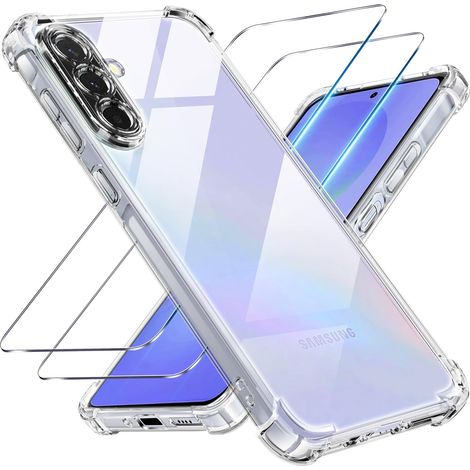 3 en 1 Coque et Verre Trempé pour Samsung Galaxy A36 5G, [Coussin d'air Intégré] Anti-Jaunissement Souple TPU Bumper Coque Protection pour Samsung a36 5g, Transparente (1/5)