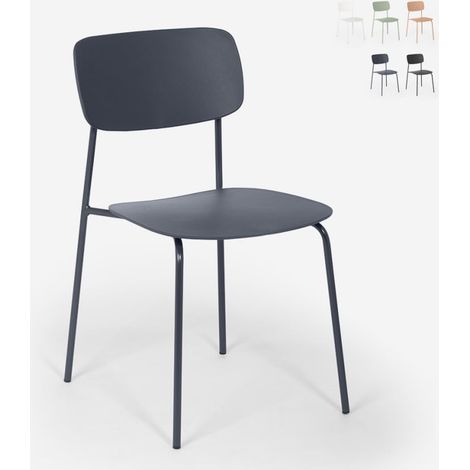 Silla de comedor de polipropileno y metal cocina diseño moderno Josy - Azul Marino (1/5)