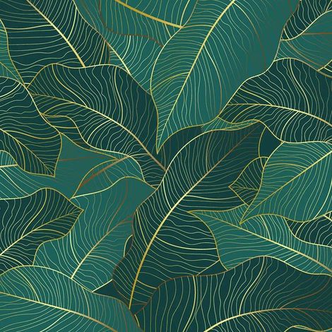 papier peint panoramique feuilles de palmier vert et or - Sanders & Sanders (1/5)