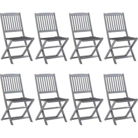 Klappbare Gartenstühle 8 Stk. mit Kissen Massivholz Akazie