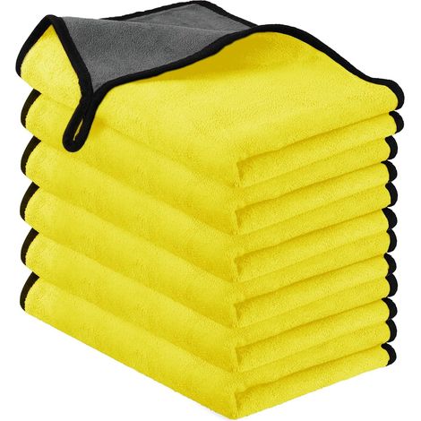 Confezione da 6 panni per la pulizia in microfibra, panni super assorbenti senza pelucchi per la cura dell'auto e la pulizia della casa, 2 strati spessi per PC (1/5)