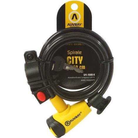 Cordon spiralé Auvray City avec verrou et poignée - longueur 150 cm, diamètre 8 mm