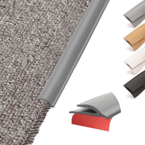 Barre de Seuil Adhesive pour Bordure de Tapis  PVC Seuil de Porte  Bandes de Garniture  Découpable Bandes de Finition Carrelage à Moquette  Profil Transition de Tapis et Sol (Gris) (1/5)