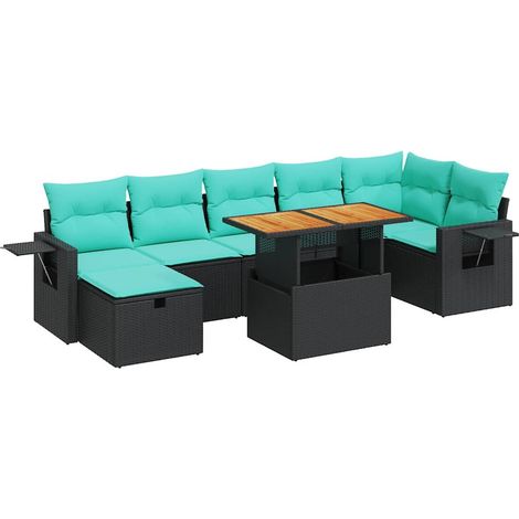 Maison Exclusive - Set Divano da Giardino 8pz con Cuscini Grigio Polyrattan Acacia (1/5)