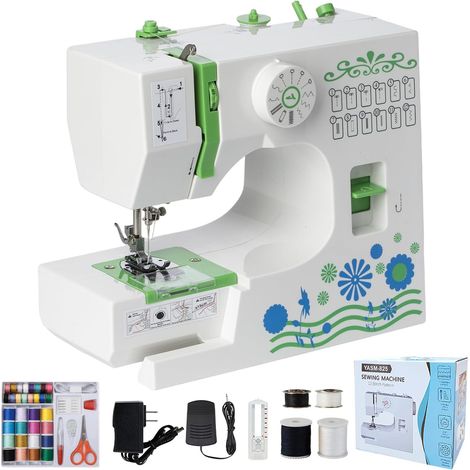 Machine à Coudre Portable Débutant, 12 Modèles de Points Sewing Machine avec Kit Accessoires et Lumière LED, Multifonction Petite Machine à Coudre électrique pour DIY et Vêtements Vert (1/5)