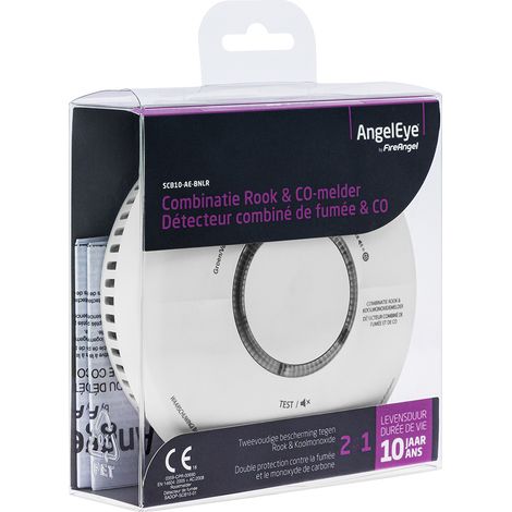 Angeleye – Détecteur de fumée optique et CO SCB10AEBNLR – Alarme 85 dB – Autonomie 10 ans – Pour espaces confinés