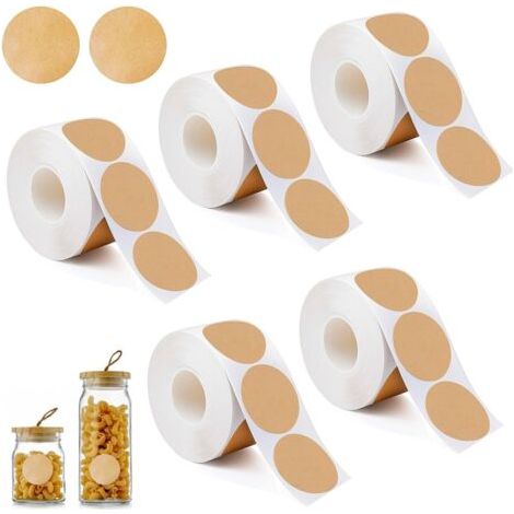 2000 Pièces Étiquettes Rondes Autocollantes en Kraft Brun Naturel,25mm Vierges Étiquettes Autocollantes Ronde Kraft Marron,Autocollants Ronds pour Dossier,Bouteilles,Emballages et Enveloppes