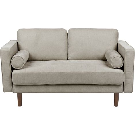 Sofá retro 2 plazas tapizado tela poliéster respaldo acolchado sala de estar gris pardo Nurmo