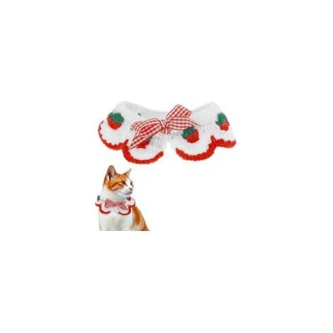 1 gehäkeltes Katzen- und Kätzchenhalsband – Erdbeere – Bezaubernder handgestrickter Schal – Handgestricktes Halsband – Verstellbar – Für Kätzchen – Für Katzenmädchen, Katzen und Welpen (rot) (1/5)