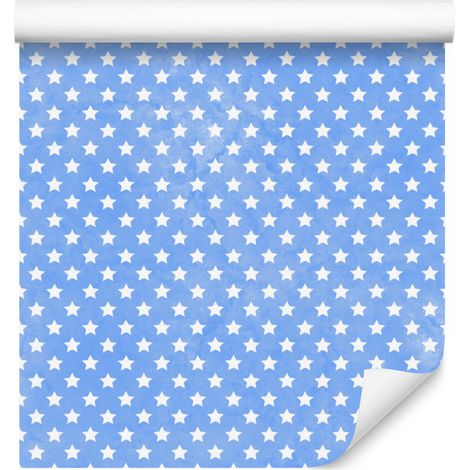 Carta da parati con stelle, sfondo azzurro, motivo azzurro per soggiorno e camera da letto 50x1000 cm (1/5)