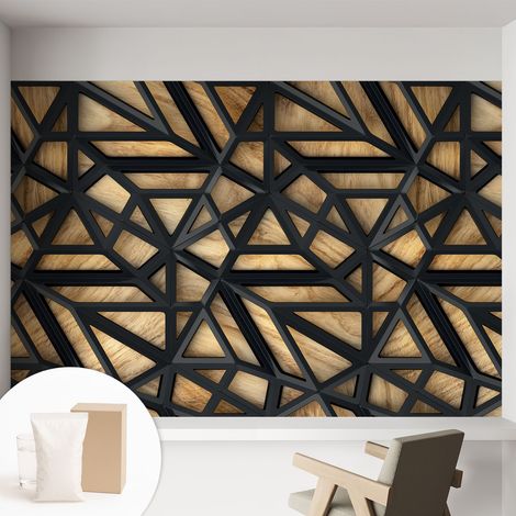 Papier peint intissé mural avec imprimé pour décoration pour salon pour chambre à coucher pour entrée Combinaison géométrique 152x104 cm (1/5)