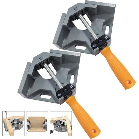 Abrazaderas angulares de aluminio de 90 grados con soporte giratorio para madera de pino,ideales para trabajos de carpintería (paquete de 2) (1/5)
