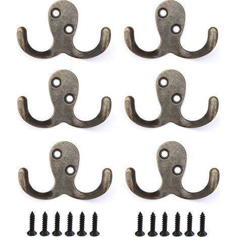 DanDiBo 6x Wandhaken Kleiderhaken 4,2 cm aus Metall Messing Haken Garderobenhaken