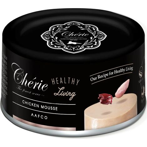 Chérie Premium Nassfutter für ausgewachsene Katzen, Gesundes Leben mit Huhn, 80 g (1/4)