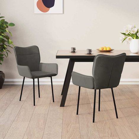vidaXL Sillas de comedor 2 unidades terciopelo gris oscuro (1/5)