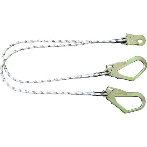 Double longe de maintien 1,50m corde tressée d.12mm +3 mousquetons EN354 LEVAC - 3802C15