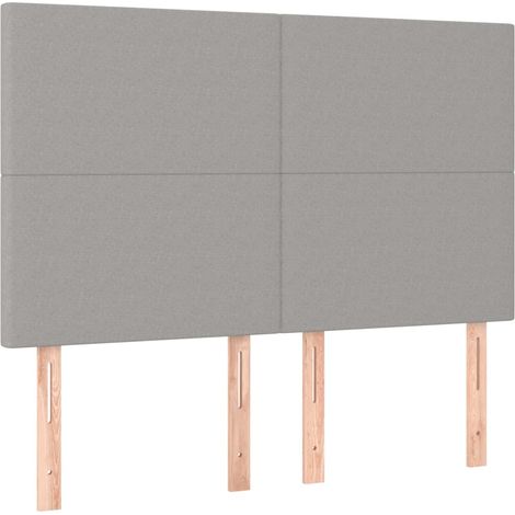 Cabecero accesorio de dormitorio iluminación LED 144 x 5 x 118/128 cm tela gris claro TDL0201411 (1/4)