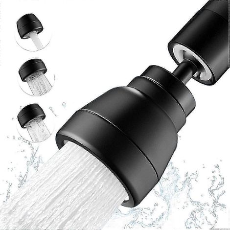 Douchette de robinet de cuisine noire à 3 jets - Douchette à 360° pour évier de cuisine, aérateur de cuisine, adaptateur pour robinet économiseur d'eau, lavabo de salle de bain (1/5)