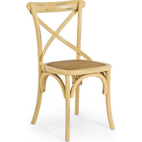 Sedia Cross con struttura in legno di olmo, per arredo interno 50,5 x 52 x h 87 cm -Ocra / Confezione da 2 pezzi (1/5)