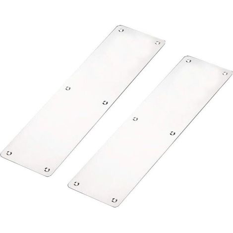 Türdrückplatte, 2 x feuerfeste Türdrückplatten, 300 x 80 mm, Türschutzplatte aus gebürstetem Edelstahl, inklusive Schrauben, quadratische Ecken