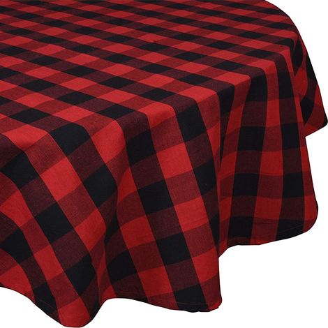 Klassische Baumwolltischdecke „Buffalo Check Collection“, Rot/Schwarz, 120 cm, Rund (1/3)