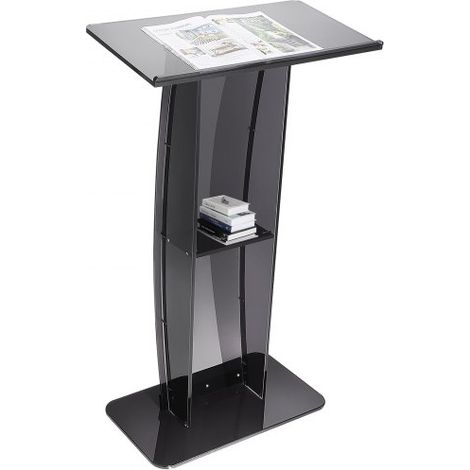 Stehpult Rednerpult 685 x 330 x 1198 mm, Podium-Ständer mit Breiter Lesefläche und Aufbewahrungsregal, Stehschreibtisch für Kirche, Büro, Schule, Schwarzes Podium 30 kg Tragfähigkeit (1/5)