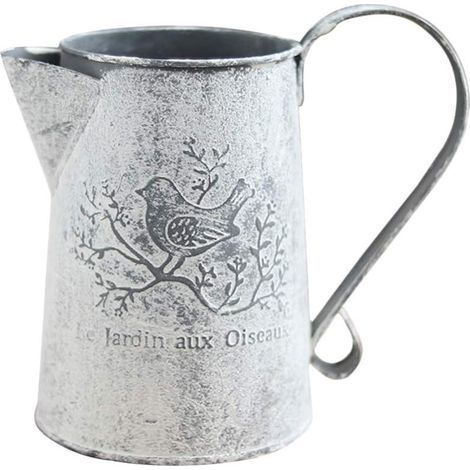 Vase – Vintage-Blechvase – Französischer Landhausstil – Für Kunstblumen – Für drinnen und draußen – 15 x 11 x 8,5 cm – 1 Stück (1/5)