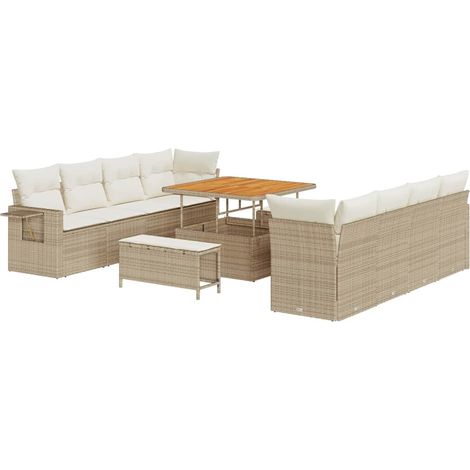 Maison Exclusive - Conjunto de sofá de jardín Beige y Crema ratán (1/5)