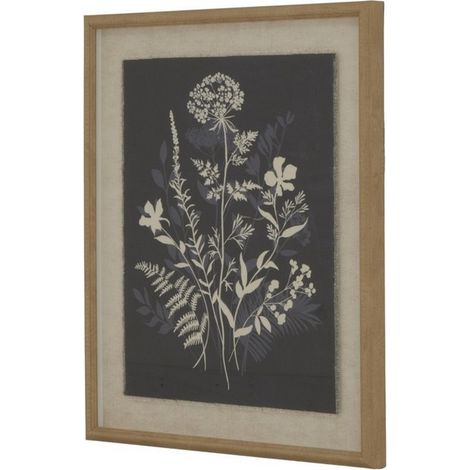 Flora & Fauna Collection Meadow on Linen in Beaded Frame - Glass - L2 x W40 x H50 cm - White