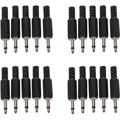 20 connecteurs audio jack mono mâles 3,5 mm en plastique noir QAQ (1/5)