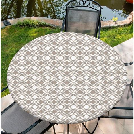 Runde Tischdecke 110 cm mit Gummizug, wetterfest, wasserdicht, abwischbar, Schachbrettmuster