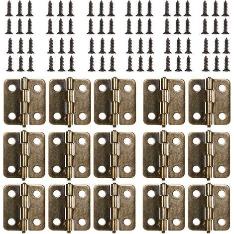 18 x 15 mm Flat Hinge, 50 Pieces Mini Retro Antique Bronze Hinge, Durable and Sturdy Door Hinge with 200 Screws for Box, Jewelry Box, Cabinet, DIY Accessories (Bronze) (1/5)