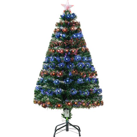 HOMCOM 3FT/4FT Artificial Christmas Xmas Tree Colourful LED Snowflake from 7.99 Green 4FT (1/5)