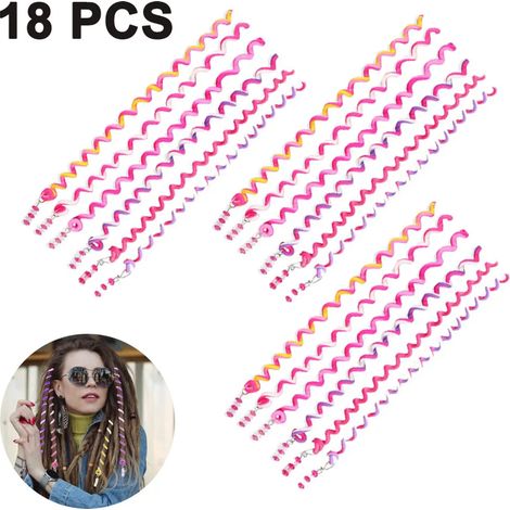 Set de 18 accesorios para el cabello para niñas, accesorios para trenzas, accesorios coloridos para trenzas con diamantes de imitación para mujeres y niñas, accesorios para peinados DIY (1/5)